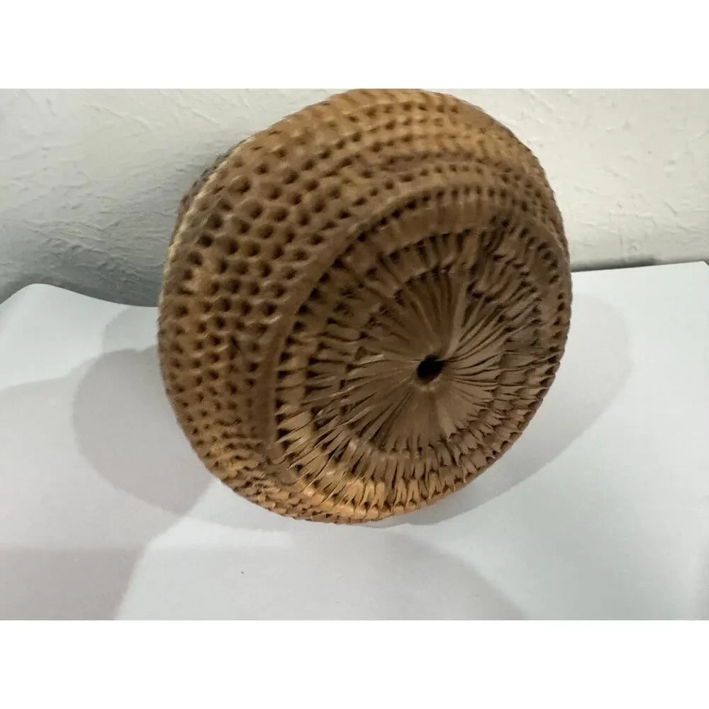 Indonesian Coiled Rattan Lidded Basket